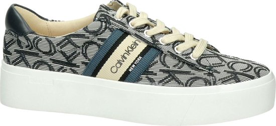 Calvin Klein Jinjer dames platformsneaker - Blauw multi - Maat 37 | bol.com