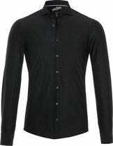 Pure Heren Overhemd Polyamide 4 Way Stretch Zwart Cutaway Slim Fit - 38
