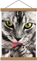 Schoolplaat – Wassende Kat - 30x40cm Foto op Textielposter (Wanddecoratie op Schoolplaat)
