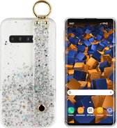 BackCover met handige Strap en Ring - Telefoonhoesje - Hoesje voor Samsung S10 Plus - Wit met glitter