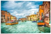 Forex - Schilderij van Bootjes in Venetië  - 60x40cm Foto op Forex