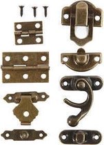 Mini beslag, afm 16x19-21,5x31 mm, antiek goud, 15sets