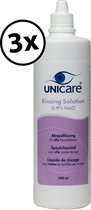 Unicare Rinsing solution 0,9% NaCI spoelvloeistof - 3 stuks - zonder conserveermiddel