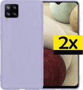 Samsung A12 Hoesje Back Cover Siliconen Case Hoes Lila - 2 Stuks