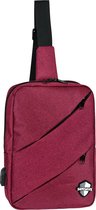 SafeSave rugtas – Crossbodybag met usbaansluiting – slingbag - waterafstotend  – rugtas – rugzak  – schoudertas – tas –  telefoon of tablet opladen – usb ingang –  rood