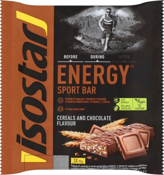 Isostar Energy Sport Bar Chocolade Smaak 3 x 40 g