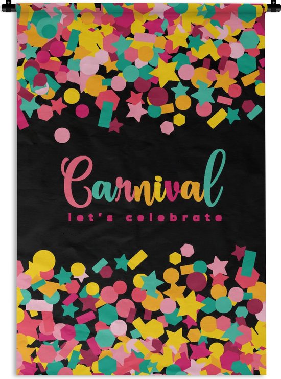 zweer Koor duizelig Wandkleed Carnaval - Carnival met confetti op een zwarte achtergrond  Wandkleed katoen... | bol.com