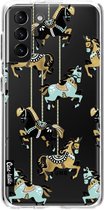 Casetastic Samsung Galaxy S21 Plus 4G/5G Hoesje - Softcover Hoesje met Design - Carousel Horses Print