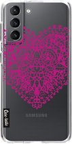 Casetastic Samsung Galaxy S21 4G/5G Hoesje - Softcover Hoesje met Design - Doodle Heart Print