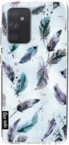 Casetastic Samsung Galaxy A52 (2021) 5G / Galaxy A52 (2021) 4G Hoesje - Softcover Hoesje met Design - Feathers Blue Print