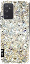 Casetastic Samsung Galaxy A52 (2021) 5G / Galaxy A52 (2021) 4G Hoesje - Softcover Hoesje met Design - Mint Art Deco Marbling Print