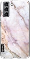 Casetastic Samsung Galaxy S21 4G/5G Hoesje - Softcover Hoesje met Design - Pink Marble Print