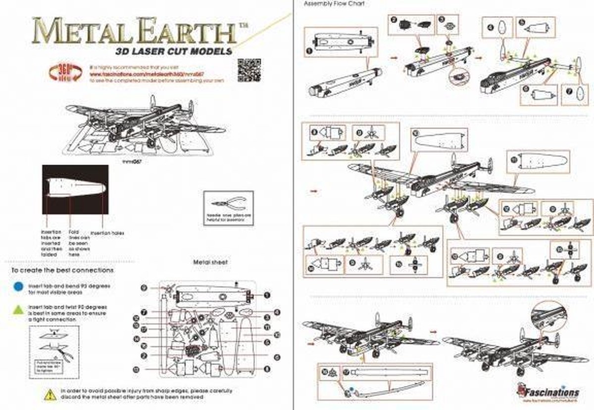 Metal Earth Modelbouw 3D Lancaster bommenvliegtuig - Metaal — afbeelding 10