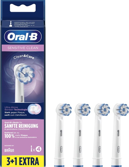 Oral-B Sensitive Clean Opzetborstel, Verpakking Van 4 Stuks