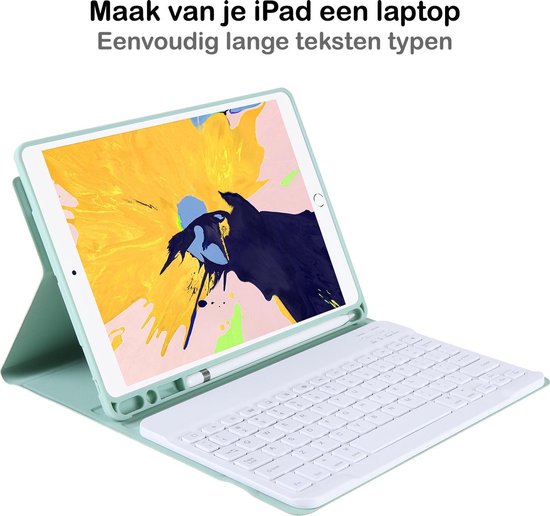 iPad 10.2 2019/2020 Hoes Bluetooth Toetsenbord Hoesje Met Uitsparing Apple  Pencil -... | bol.com