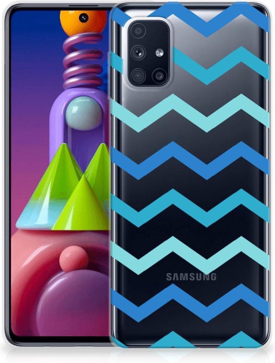 Samsung Galaxy M51 TPU bumper Zigzag Blauw