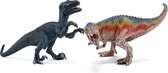 Schleich Tyrannosaurus en velociraptor klein 42216 - Speelfiguur - Dinosaurs -  19 x 16,5 x 17,2 cm