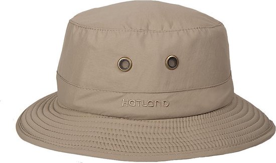 Hatland - Verkoelende UV Bucket hoed voor heren - Lykens Cooldown - Khaki - maat M (57CM)