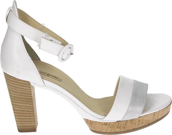 Paul Green 7494 - Volwassenen Sandalen met hakDames Sandalen - Kleur: Wit/beige  - Maat: 41 | bol.com