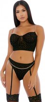 Chain Me Up Bustier Set - Black - Maat L - Lingerie For Her - black - Discreet verpakt en bezorgd