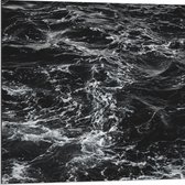 Dibond - Zee (zwart/wit) - 80x80cm Foto op Aluminium (Wanddecoratie van metaal)