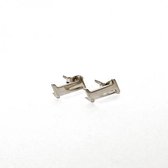 Oorbellen studs letter Alfabet - Zilver (letter I)