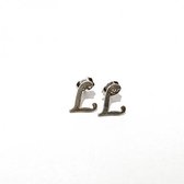 Oorbellen studs letter Alfabet - Zilver (letter L)