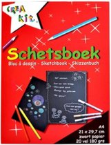 Crea-kit Schetsboek Junior A4 Papier 180 Grs Zwart 20 Vellen