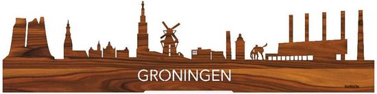 Standing Skyline Oud Groningen Palissander hout - 60 cm - Woondecoratie design - Decoratie om neer te zetten en om op te hangen - Meer steden beschikbaar - Cadeau voor hem - Cadeau voor haar - Jubileum - Verjaardag - Housewarming - Interieur -