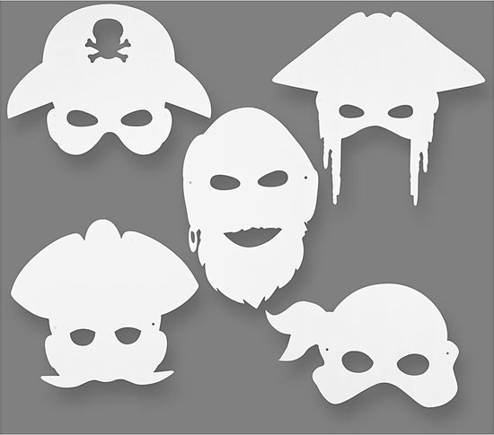 Creotime Piratenmaskers H: 16-26 Cm B: 17,5-26,5 Cm 16 Stuks