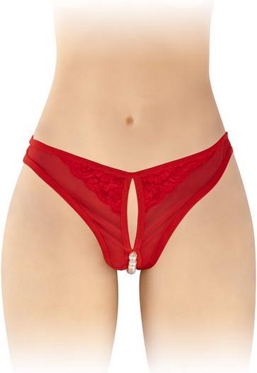 Fashion Secret Sophie - Erotische Slip met Open Kruis - Rood - One Size
