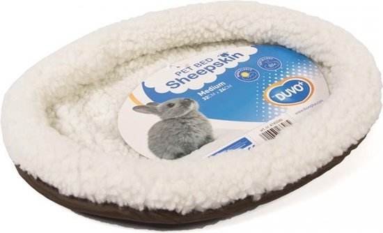 Duvo+ Mand ovaal schapenvacht Wit/blauw 32x24cm