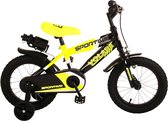 Vélo pour enfants Volare Sportivo - Garçons - 14 pouces - Jaune fluo Zwart - 95% assemblé