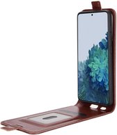 Samsung Galaxy S21 Hoesje Verticale Flip Wallet Case Kunstleer Bruin