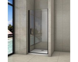 Douche Draaideur, 8mm NANO Coating Helder Veiligheidsglas, Zwart, 80X200cm