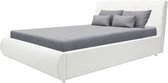 Bed voor volwassenen 160 x 200 cm - Witte imitatie - Inclusief bedbodem - MILANO