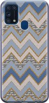 Samsung M31 hoesje - Retro zigzag | Samsung Galaxy M31 hoesje | Siliconen TPU hoesje | Backcover Transparant