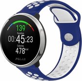 Siliconen Smartwatch bandje - Geschikt voor  Polar Unite sport band - blauw/wit - Horlogeband / Polsband / Armband