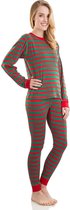 Elowel - Unisex Vollwassen Gestreepte Kerstpyjama, 2 Delig, 100% Katoen,Comfortabel, Slim fit Broek | XL | Rood en groen