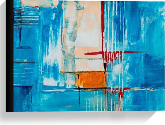 Canvas  - Blauwe Abstracte Kunst - 40x30cm Foto op Canvas Schilderij (Wanddecoratie op Canvas)