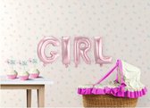 Tekst "Girl" Folie Ballon. Licht roze, Geboorte , Opblaasbaar