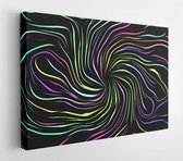 Color lines swirling isolated on black background on subject of abstract art, dynamic design and creativity. Lines in Motion series.  - Modern Art Canvas  - Horizontal - 1368464732