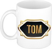 Naam cadeau mok / beker Tom met gouden embleem 300 ml
