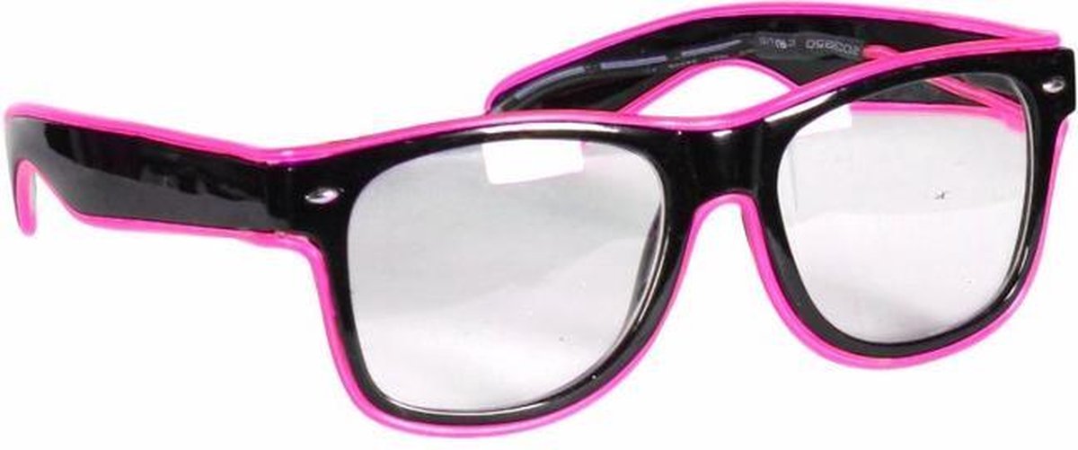 Bril met LED roze-zwart - thetru