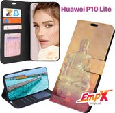 EmpX.nl Huawei P10 Lite Print (Buddha) Boekhoesje | Portemonnee Book Case voor Huawei Huawei P10 Lite met Print (Buddha) | Met Multi Stand Functie | Kaarthouder Card Case Huawei P10 Lite Prin