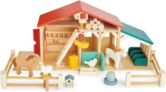 Tender Leaf Toys Speelset Boerderij 51 X 38,5 Cm Hout 21-delig
