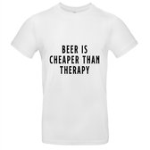 Beer is cheaper than therapy Heren t-shirt | bier | drank | therapie | grappig | cadeau | Wit