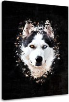 Schilderij Siberische husky, 2 maten, zwart/wit (wanddecoratie)