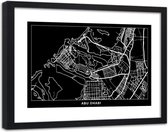Foto in frame , Plattegrond Abu Dhabi, 120x80cm , Zwart wit , wanddecoratie