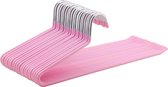 Set van 20 Rokhangers, kleerhanger, Kledinghangers van Ø 5 mm metaaldraad, verchroomd, anti-slip, 38 x 13 cm, Roze